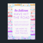 Cartão Postal NOVO ENDEREÇO NOMAD Trailer de Camper Vanlife RV<br><div class="desc">Caminhões de acampamento coloridos e furgões dançam através deste cartão,  perfeito para novos nômadas notificarem seus entes queridos de seu novo endereço de correio enquanto viajavam. Personalize todo o texto para atender às suas necessidades,  altere as cores e as fontes. Dê uma olhada no meu compro por mais!</div>