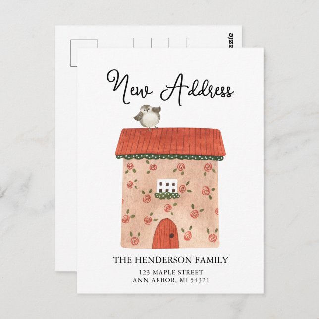 Cartão Postal Novo Endereço Novo Cartão-Postal de Anúncio de Mov (Frente/Verso)