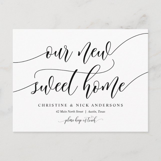 Cartão Postal Novo endereço residencial doce, lançamento em movi (Frente)