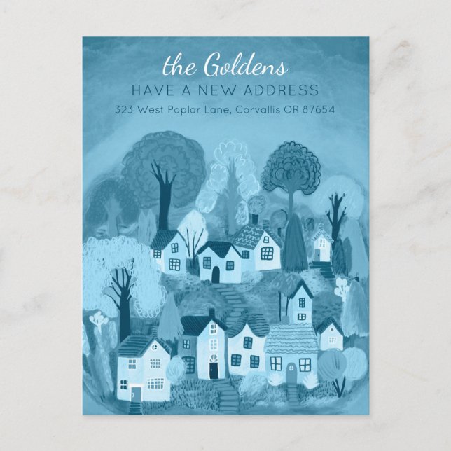 Cartão Postal Novo endereço residencial movendo a arte de vilare (Frente)