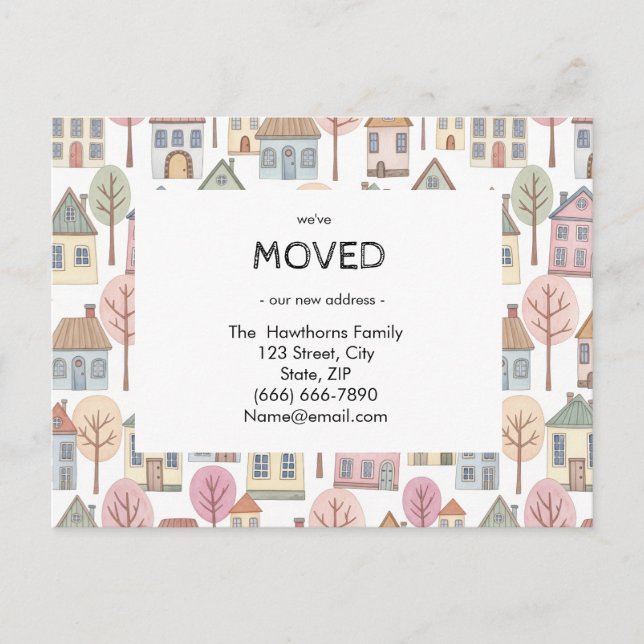 Cartão Postal Novo endereço residencial que movemos para anúncio (Frente)