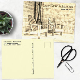 Cartão Postal Novo endereço Sepia Adirondack Chairs Porch Person