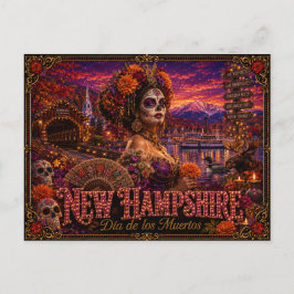 Cartão Postal Novo Hampshire Día de los Muertos Retro