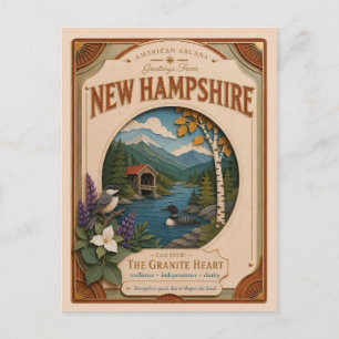 Cartão Postal Novo Hampshire Vintage Paper Cut American Arcana