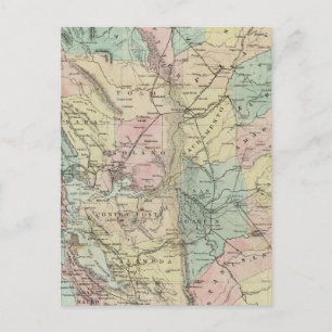 Cartão Postal Novo Mapa da Califórnia Central de Bancroft