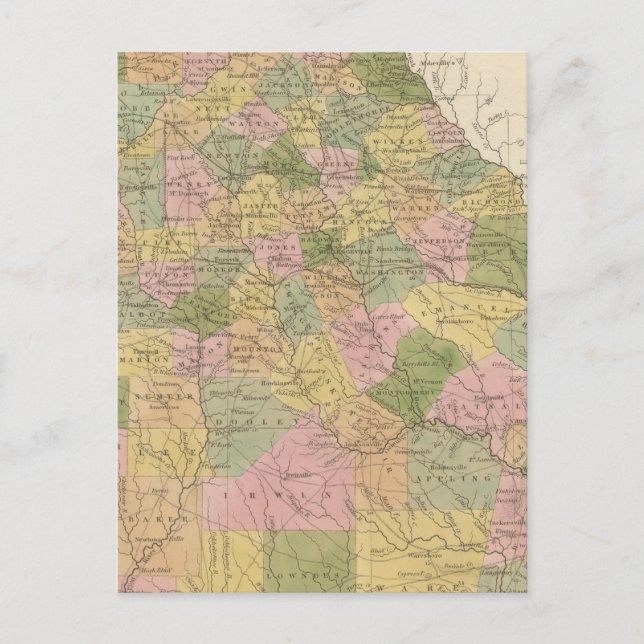 Cartão Postal Novo Mapa Da Geórgia (Frente)