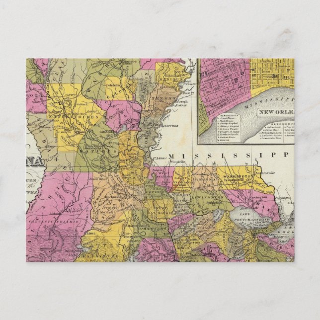 Cartão Postal Novo Mapa Da Louisiana 3 (Frente)