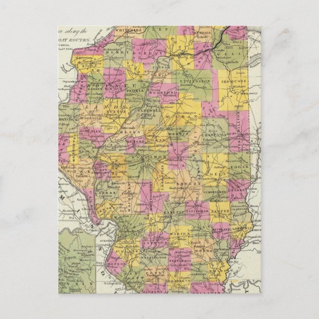 Cartão Postal Novo Mapa De Illinois (Frente)