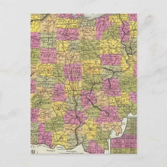 Cartão Postal Novo Mapa De Ohio (Frente)