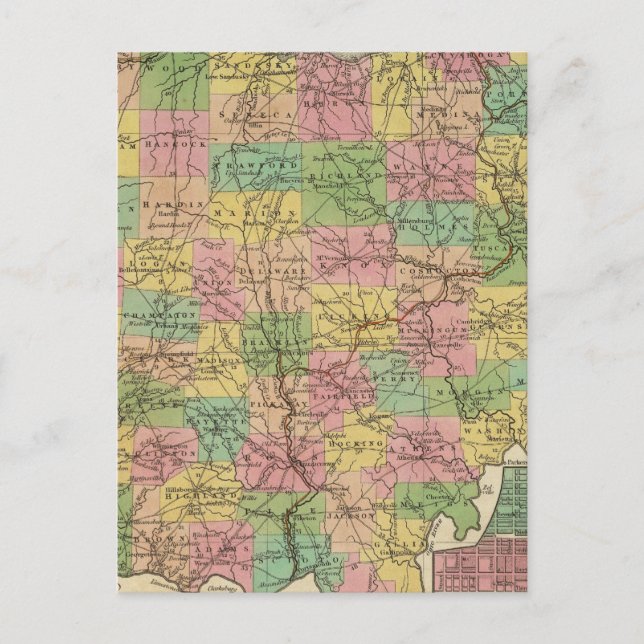 Cartão Postal Novo Mapa De Ohio 2 (Frente)