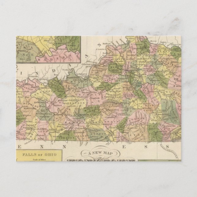 Cartão Postal Novo Mapa Do Kentucky 2 (Frente)