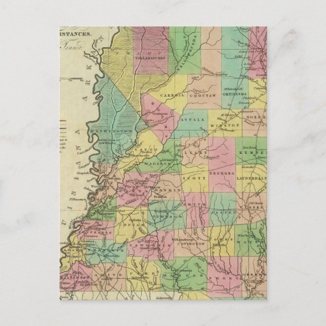 Cartão Postal Novo Mapa Do Mississippi 2 (Frente)