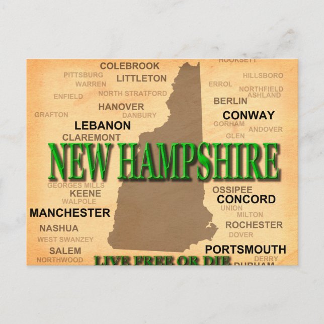 Cartão Postal Novo Mapa Vintage de Hampshire (Frente)