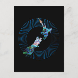 CARTÃO POSTAL NOVO MAPA ZEALAND PAUA