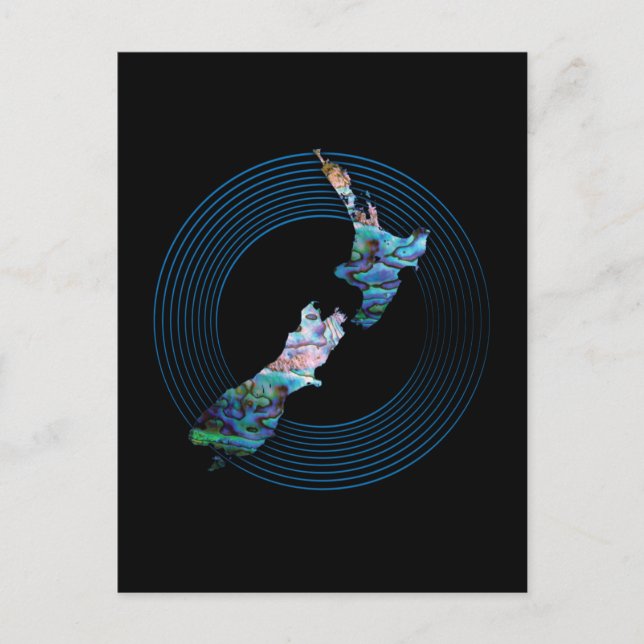 CARTÃO POSTAL NOVO MAPA ZEALAND PAUA (Frente)