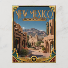 Cartão Postal Novo México Arte Deco Vintage Era de Ouro