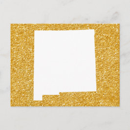 Cartão Postal Novo México em Brilho Branco e Dourado