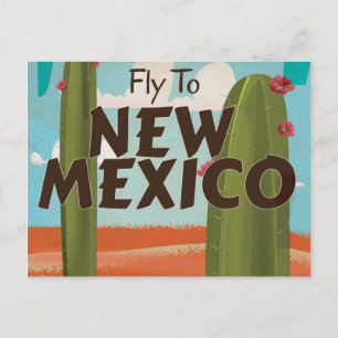 Cartão Postal Novo México, EUA Cartaz de viagem vintage.