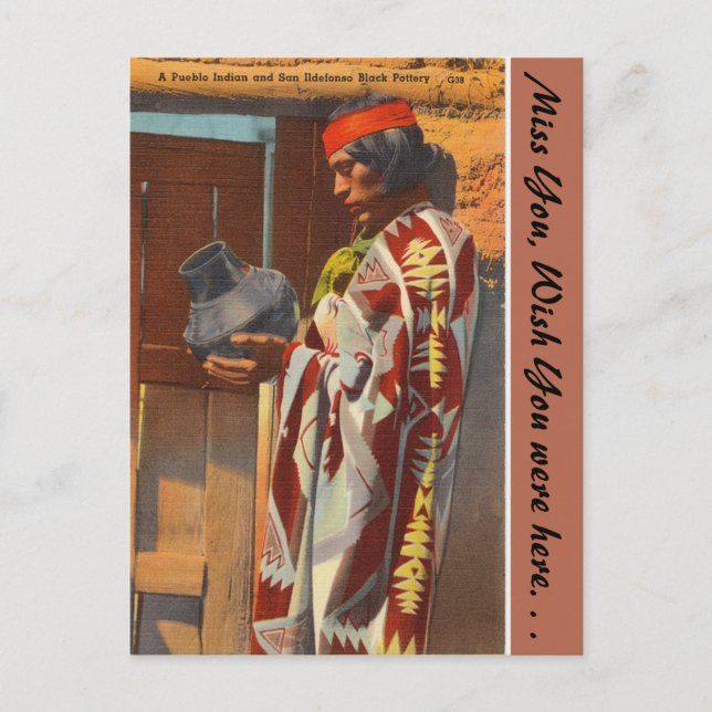 Cartão Postal Novo México, Índia Pueblo, San Ildefonso Pueblo (Frente)