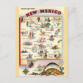 Cartão Postal Novo México Mapa Ilustrado