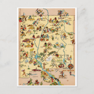 Cartão Postal Novo México Vintage - Mapa Engraçado