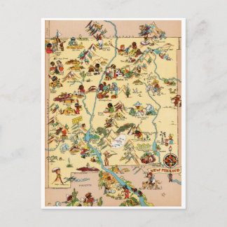 Cartão Postal Novo México Vintage - Mapa Engraçado