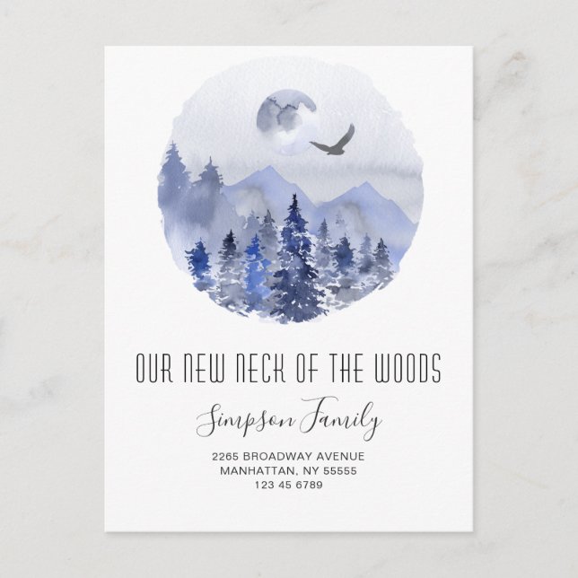 Cartão Postal Novo Pescoço da Floresta em Movimento Anúncio (Frente)