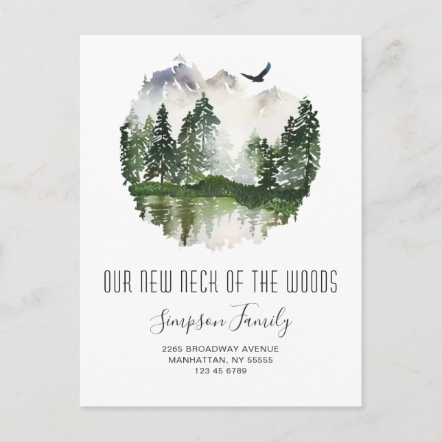 Cartão Postal Novo Pescoço da Floresta em Movimento Anúncio (Frente)