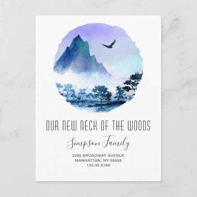 Cartão Postal Novo Pescoço da Floresta em Movimento Anúncio (Frente)