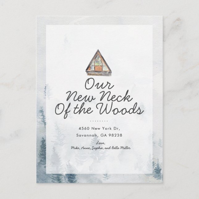 Cartão Postal Novo Pescoço da Floresta em Movimento Anúncio (Frente)