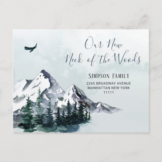 Cartão Postal Novo Pescoço da Floresta em Movimento Anúncio (Frente)