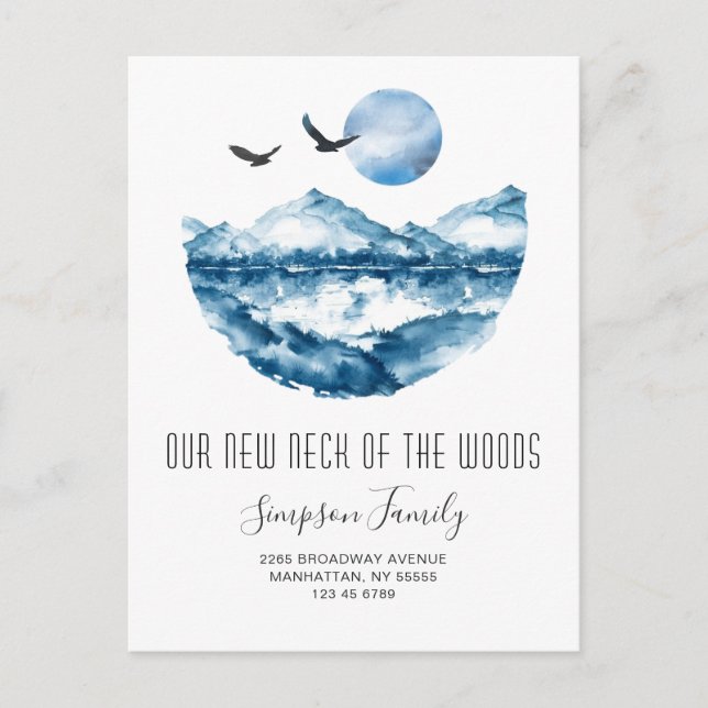 Cartão Postal Novo Pescoço da Floresta em Movimento Anúncio (Frente)