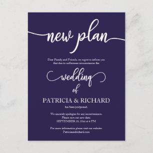 Cartão Postal Novo Plano Adiamento Anúncio de Casamento Azul Mar