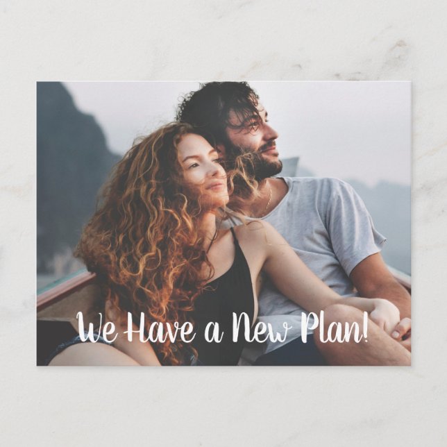 Cartão Postal Novo Plano de Revisão de Casamento Adiado com Foto (Frente)