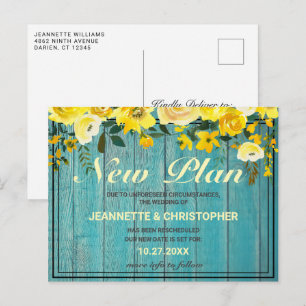 Cartão Postal Novo Plano Rustic Wood Floral Wedding Anúncio