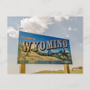 Cartão Postal Novo sinal de boas-vindas ao Wyoming - Fronteiras 