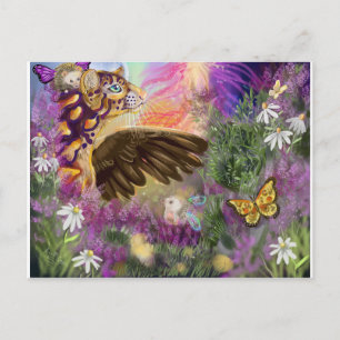 Cartão Postal Novos Começos Nublados Fantasia Leopardo