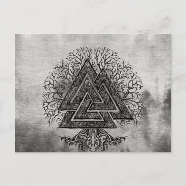 Cartão Postal Noz e Árvore da Vida Yggdrasil (Frente)