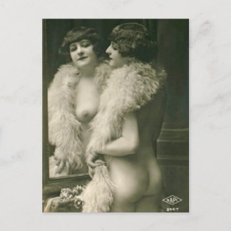 Cartão Postal Nu Girl in the Mirror French Postcard