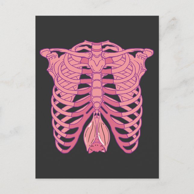 Cartão Postal Nu Gótico Bat Skeleton estético gótico wiccan paga (Frente)