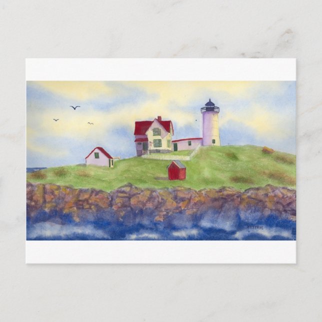 Cartão Postal Nubble Light, Cape Neddick, York Maine Postcard (Frente)
