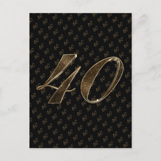 Cartão Postal Número 40 Aniversário Dourado do aniversário de 40