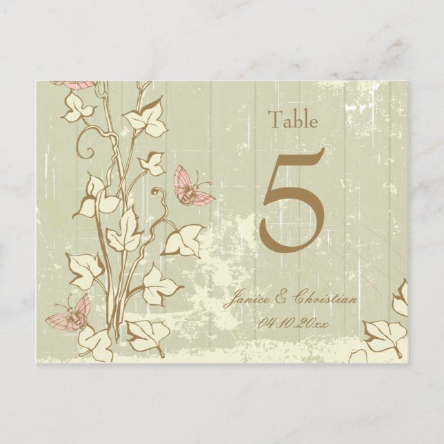 Cartão Postal Número da mesa de casamento de creme rústico do pa (Frente)