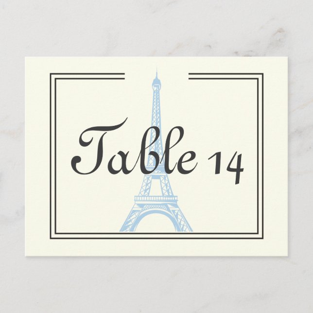 Cartão Postal Número da mesa de marfim de Torre Eiffel, azul de  (Frente)