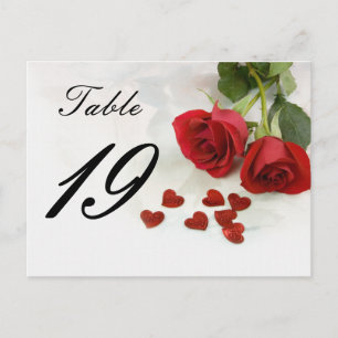 Cartão Postal número da mesa rosa de casamento