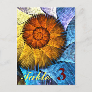 Cartão Postal Número da Tabela Abstrato Azul Amarelo Laranja Flo