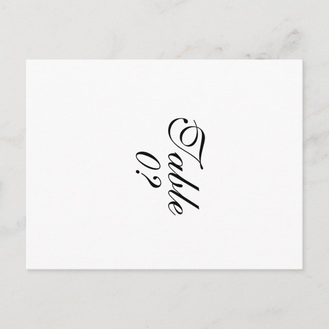 Cartão Postal "Número da tabela" "crie o seu" (Frente)