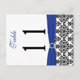 Cartão Postal Número da Tabela Damasco Azul, Preto, Branco, de D