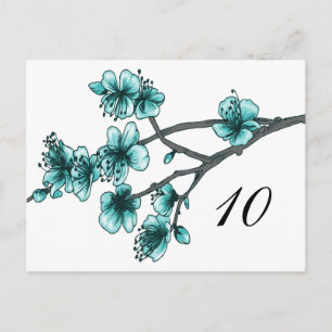 Cartão Postal Número da Tabela de Blossomas de Cereja Simples Aq