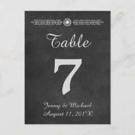 Cartão Postal Número da Tabela de Casamento de Chalkboard